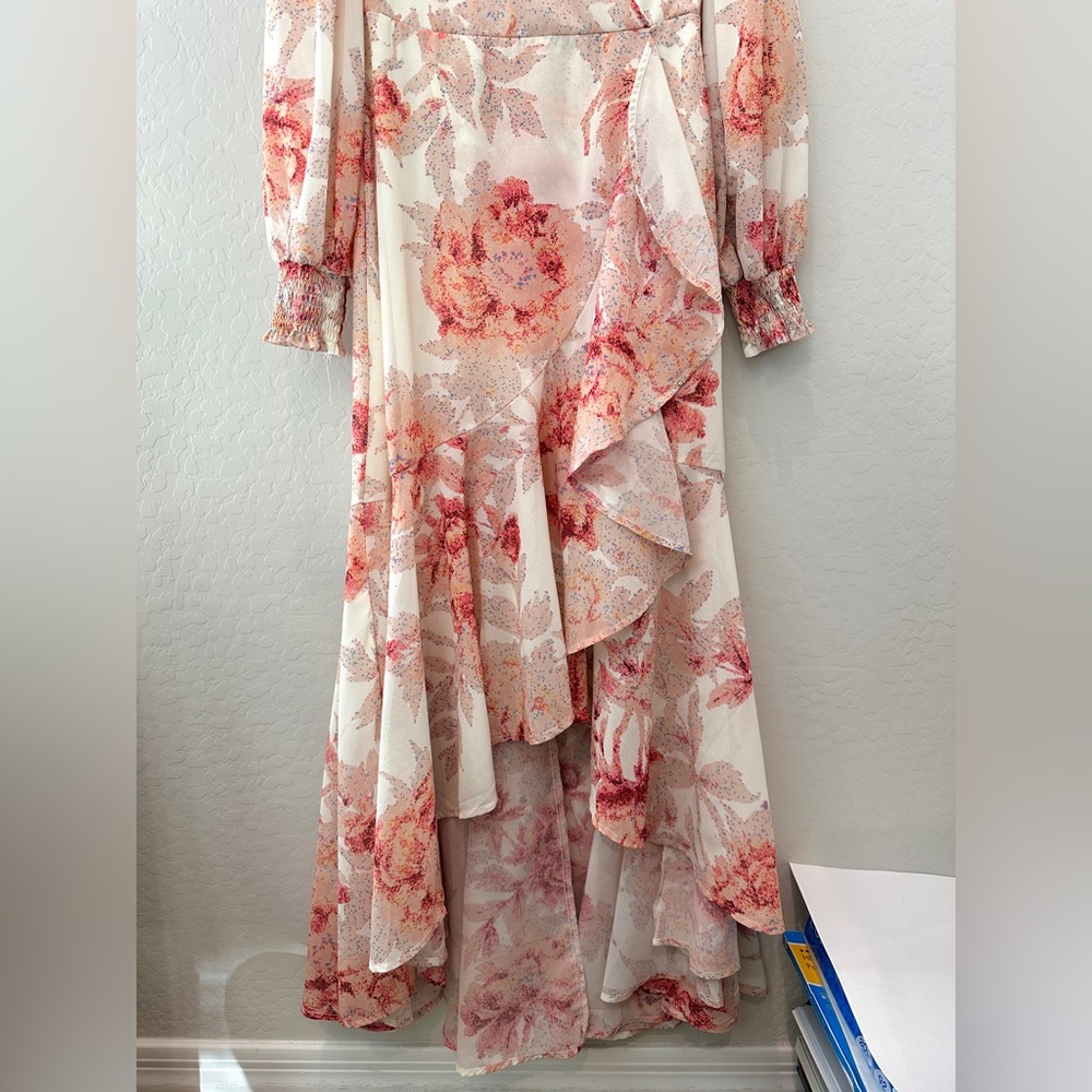 Flying Tomato Floral Ruffle Hi-Low Long Sleeve Maxi Dress - Picture 4 of 7